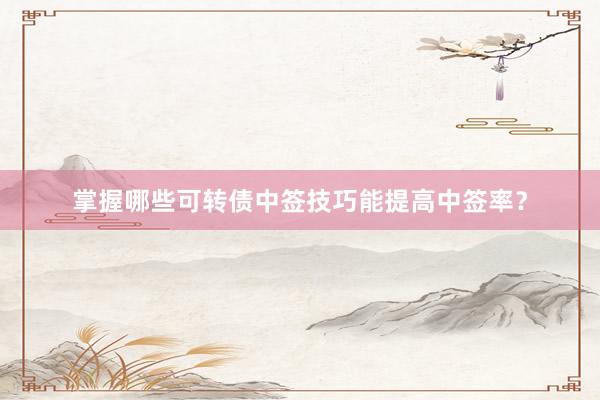 掌握哪些可转债中签技巧能提高中签率？