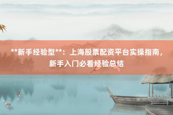 **新手经验型**:上海股票配资平台实操指南,新手入门必看经验总结