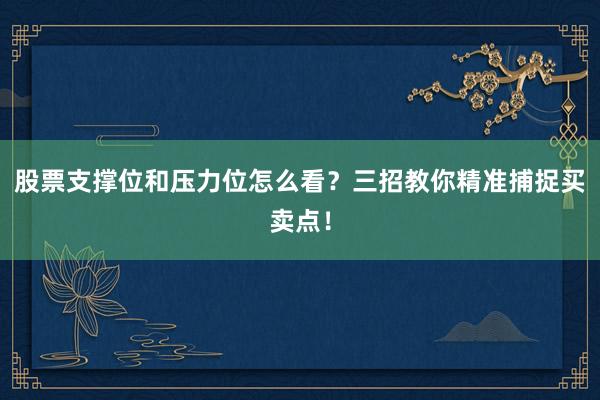股票支撑位和压力位怎么看？三招教你精准捕捉买卖点！