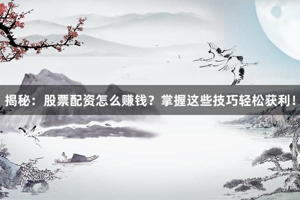 揭秘:股票配资怎么赚钱?掌握这些技巧轻松获利!