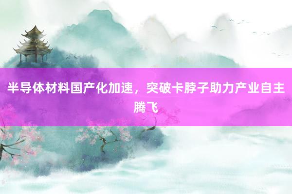 半导体材料国产化加速，突破卡脖子助力产业自主腾飞