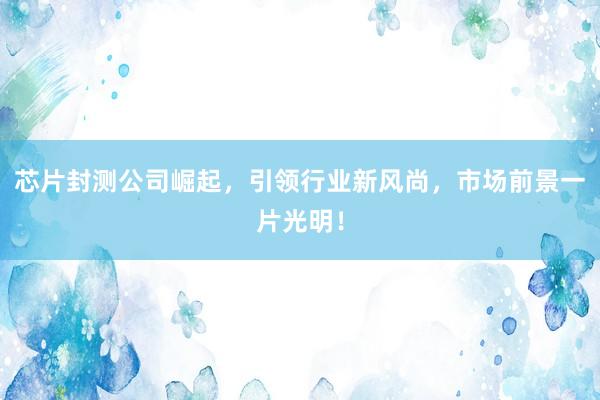 芯片封测公司崛起，引领行业新风尚，市场前景一片光明！