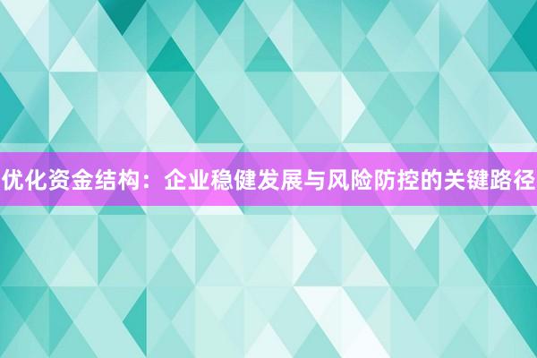 优化资金结构:企业稳健发展与风险防控的关键路径
