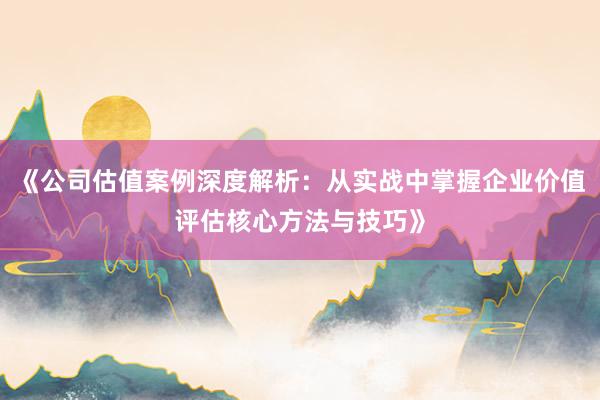 《公司估值案例深度解析：从实战中掌握企业价值评估核心方法与技巧》