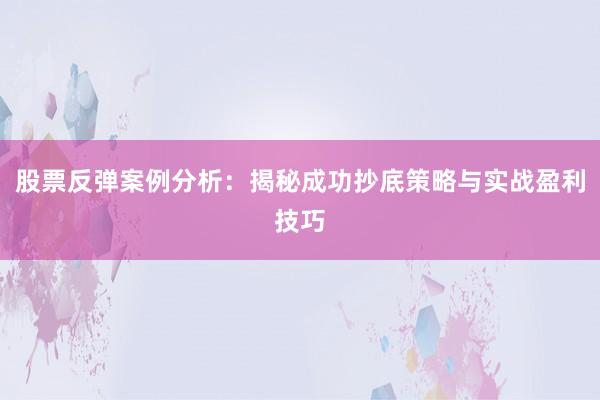 股票反弹案例分析：揭秘成功抄底策略与实战盈利技巧