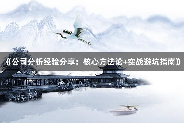 《公司分析经验分享：核心方法论+实战避坑指南》