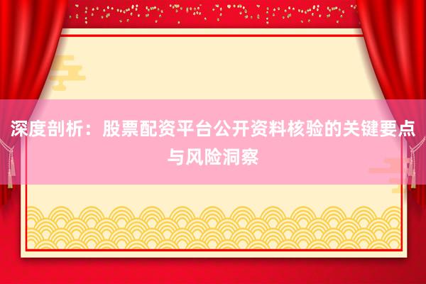 深度剖析：股票配资平台公开资料核验的关键要点与风险洞察